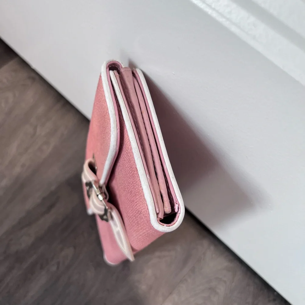 Vintage Dior Pink and White wallet with Buckle